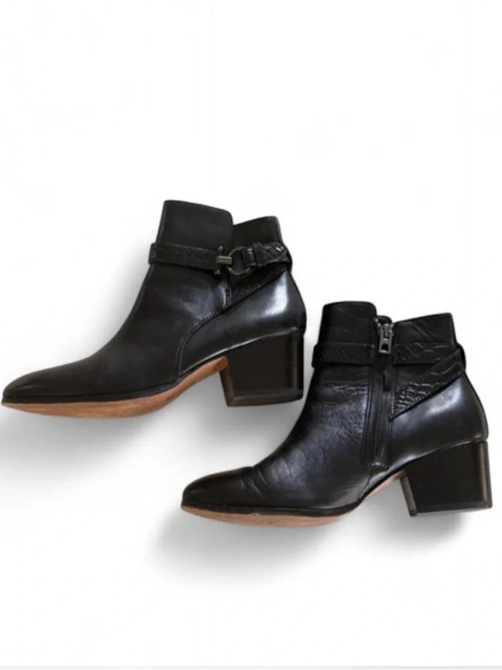 COACH Paulina Black Leather Ankle Boots, 2.5